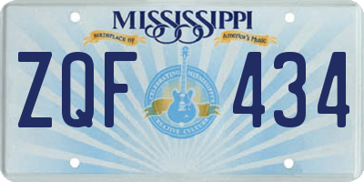 MS license plate ZQF434