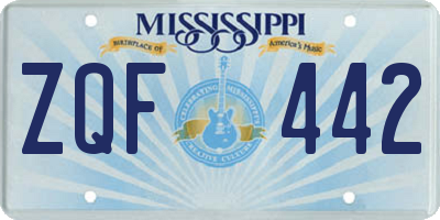 MS license plate ZQF442