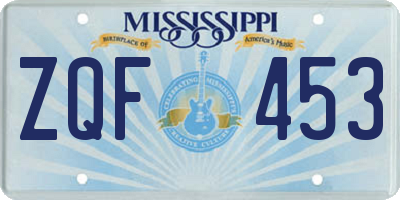MS license plate ZQF453