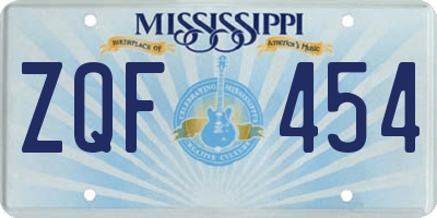 MS license plate ZQF454