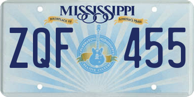 MS license plate ZQF455