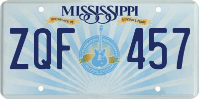 MS license plate ZQF457