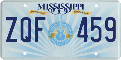 MS license plate ZQF459
