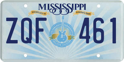 MS license plate ZQF461