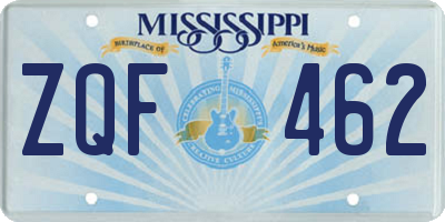 MS license plate ZQF462