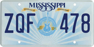 MS license plate ZQF478