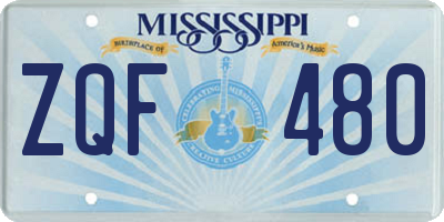 MS license plate ZQF480