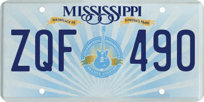 MS license plate ZQF490