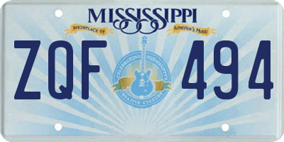 MS license plate ZQF494