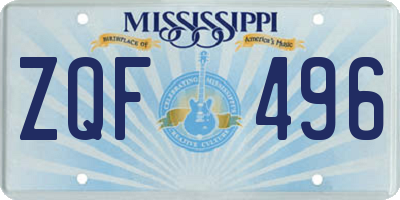 MS license plate ZQF496