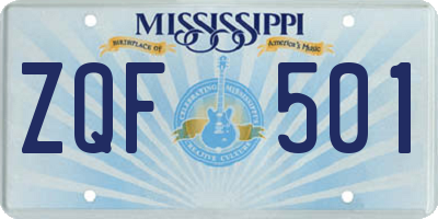 MS license plate ZQF501
