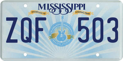 MS license plate ZQF503