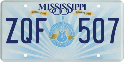 MS license plate ZQF507