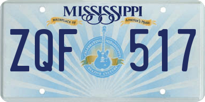 MS license plate ZQF517