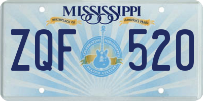 MS license plate ZQF520