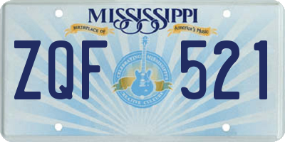 MS license plate ZQF521