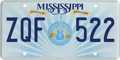 MS license plate ZQF522