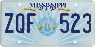 MS license plate ZQF523