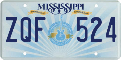 MS license plate ZQF524