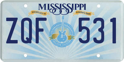 MS license plate ZQF531