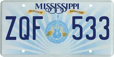 MS license plate ZQF533