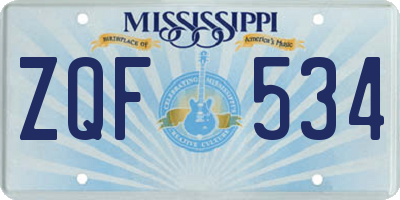 MS license plate ZQF534