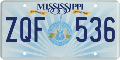 MS license plate ZQF536