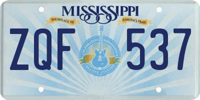 MS license plate ZQF537