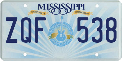 MS license plate ZQF538