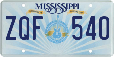 MS license plate ZQF540