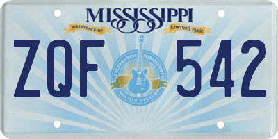 MS license plate ZQF542