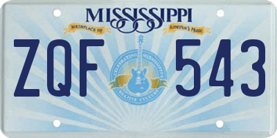 MS license plate ZQF543