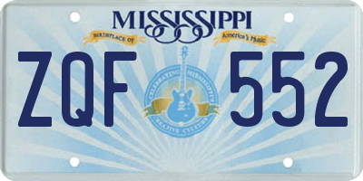 MS license plate ZQF552