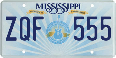 MS license plate ZQF555
