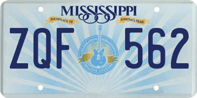 MS license plate ZQF562