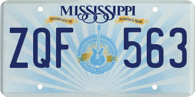 MS license plate ZQF563
