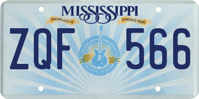 MS license plate ZQF566
