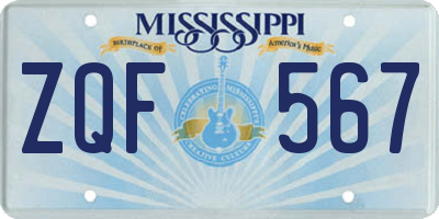 MS license plate ZQF567