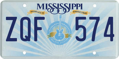 MS license plate ZQF574