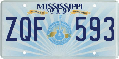 MS license plate ZQF593