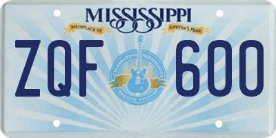 MS license plate ZQF600