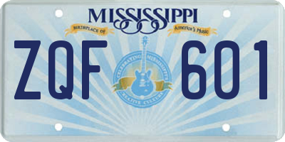 MS license plate ZQF601