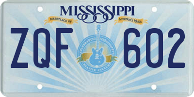 MS license plate ZQF602