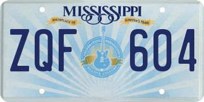 MS license plate ZQF604