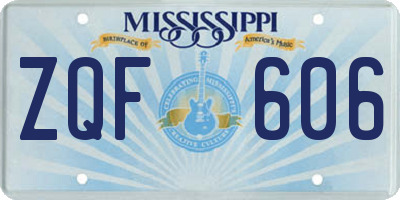 MS license plate ZQF606