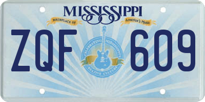 MS license plate ZQF609