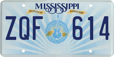 MS license plate ZQF614