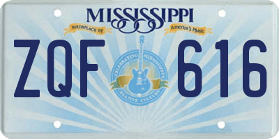 MS license plate ZQF616