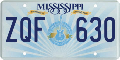MS license plate ZQF630