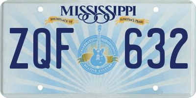 MS license plate ZQF632